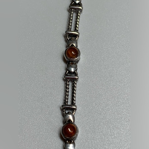 Silpada Vintage RARE Sterling Link & Amber Tennis Bracelet - Picture 11 of 14